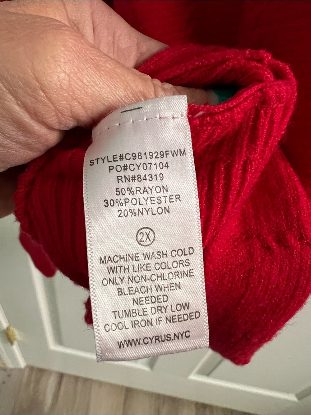 Cyrus Bright Red Scoop Neck Women's Pullover - Picture 6 of 6